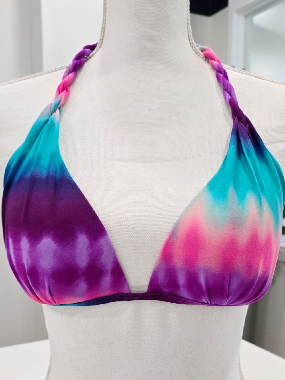 George ✦ Tie-Dye Braided Bikini Set ✦ Halter Top & Side-Tie Bottoms L/XL - Picture 8 of 9